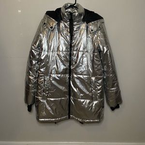 Silver Metallic Puffer Coat